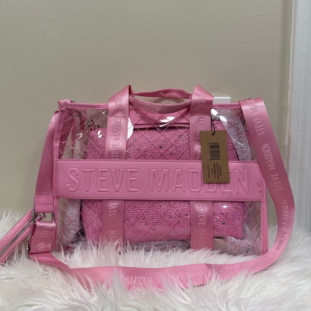 Steve Madden 2 piece sparkly Pink tote